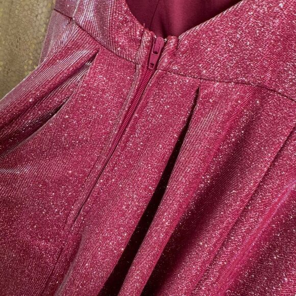 B.Darlin Pink Sparkly Glitter Fit And Flare Pocketed Mini Dress Large - Picture 6 of 8